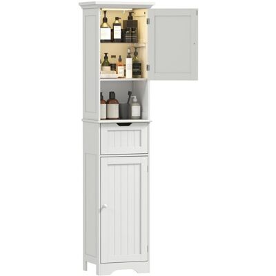 Meuble colonne salle de bain - HOMCOM - éclairage LED tiroir 2 portes compartiment étagère réglable - MDF - 40x30x170cm - blanc Blanc - Publicité Meuble colonne salle de bain - HOMCOM - éclairage LED tiroir 2 portes compartiment étagère réglable - MDF - 40x30x170cm - blanc Blanc - Publicité