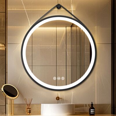 Miroir Salle de Bain - UNHO - 60cm - Éclairage LED - 3 Couleurs - Anti-buée Noir - Publicité Miroir Salle de Bain - UNHO - 60cm - Éclairage LED - 3 Couleurs - Anti-buée Noir - Publicité