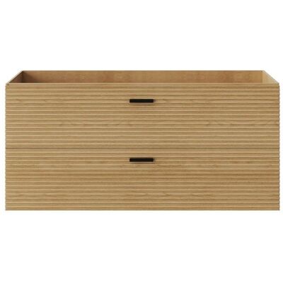 VENTE-UNIQUE Meuble sous vasque suspendu strié - 2 tiroirs - Naturel clair - 120 cm - SARONE Beige - Publicité VENTE-UNIQUE Meuble sous vasque suspendu strié - 2 tiroirs - Naturel clair - 120 cm - SARONE Beige - Publicité