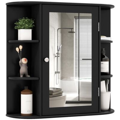 GIANTEX-Armoire Murale de Salle de Bain avec Miroir-Étagère Réglable à 3 Niveaux-6 Compartiments Ouvertes-Porte-66x165x62cm-Noir Noir - Publicité GIANTEX-Armoire Murale de Salle de Bain avec Miroir-Étagère Réglable à 3 Niveaux-6 Compartiments Ouvertes-Porte-66x165x62cm-Noir Noir - Publicité