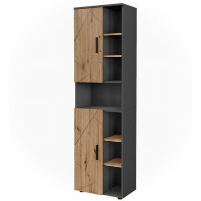 Armoire haute Irma 50x172cm avec 2 portes Anthracite/Chêne de force doré Vicco 54781 Noir - Publicité Armoire haute Irma 50x172cm avec 2 portes Anthracite/Chêne de force doré Vicco 54781 Noir - Publicité