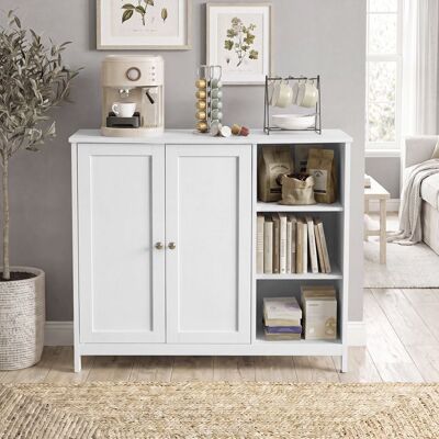 VASAGLE Armoire de Salle de Bain avec 2 Portes et Compartiments Ouverts 90 x 30 x 80 cm Blanc Blanc - Publicité VASAGLE Armoire de Salle de Bain avec 2 Portes et Compartiments Ouverts 90 x 30 x 80 cm Blanc Blanc - Publicité