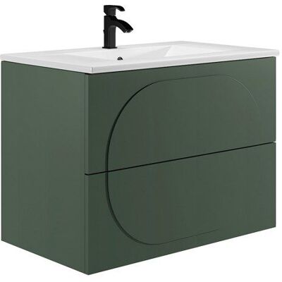 VENTE-UNIQUE Meuble de salle de bain suspendu avec vasque à encastrer - Vert - 80 cm - VUTOMA Vert - Publicité VENTE-UNIQUE Meuble de salle de bain suspendu avec vasque à encastrer - Vert - 80 cm - VUTOMA Vert - Publicité