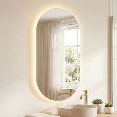 COSTWAY Miroir LED Salle de Bain Ovale 80 x 50 cm avec 3 Couleurs de Lumière Fonction Anti-Buée pour Salle de Bain Chambre Blanc - Publicité COSTWAY Miroir LED Salle de Bain Ovale 80 x 50 cm avec 3 Couleurs de Lumière Fonction Anti-Buée pour Salle de Bain Chambre Blanc - Publicité