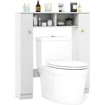 GIANTEX Meuble Dessus Toilettes WC- 8 Compartiments et 2 Placards à Porte- Meuble/Colonne Salle de Bain- 4 Étagères Réglables-Blanc Blanc - Publicité GIANTEX Meuble Dessus Toilettes WC- 8 Compartiments et 2 Placards à Porte- Meuble/Colonne Salle de Bain- 4 Étagères Réglables-Blanc Blanc - Publicité