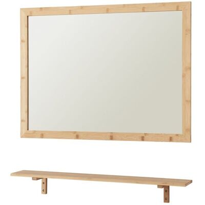Miroir mural - HELLOSHOP26 - 80 x 60 cm - avec étagère en bambou - design moderne - naturel Marron - Publicité Miroir mural - HELLOSHOP26 - 80 x 60 cm - avec étagère en bambou - design moderne - naturel Marron - Publicité