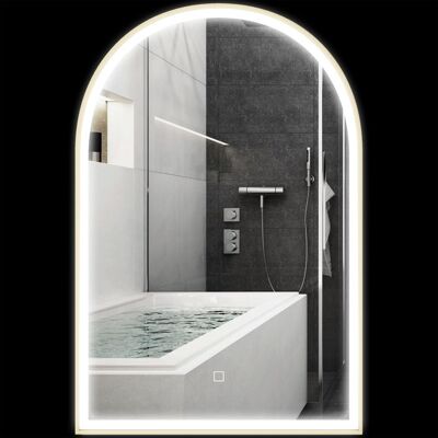 Miroir de salle de bain LED - HOMCOM - 90 x 60cm - lumière réglable 3 couleurs anti-buée interrupteur tactile - doré Jaune - Publicité Miroir de salle de bain LED - HOMCOM - 90 x 60cm - lumière réglable 3 couleurs anti-buée interrupteur tactile - doré Jaune - Publicité