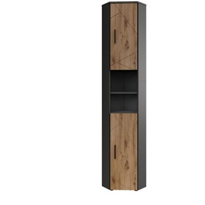 Armoire haute Irma 33x192cm avec 2 portes Anthracite/Chêne de force doré Vicco 54775 Noir - Publicité Armoire haute Irma 33x192cm avec 2 portes Anthracite/Chêne de force doré Vicco 54775 Noir - Publicité