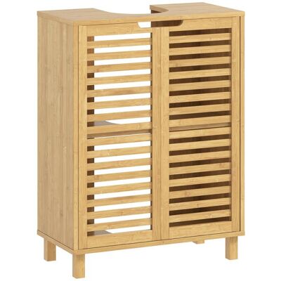 Meuble sous lavabo - HOMCOM - 2 portes persiennes étagère réglable - bambou - 60 x 30 x 80 cm - bois naturel Marron - Publicité Meuble sous lavabo - HOMCOM - 2 portes persiennes étagère réglable - bambou - 60 x 30 x 80 cm - bois naturel Marron - Publicité