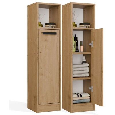 CDF MEXY 1D Meuble de salle de bain - colonne 1 porte 4 étagères - 255x102x24 cm - CHÊNE ARTISAN - Publicité CDF MEXY 1D Meuble de salle de bain - colonne 1 porte 4 étagères - 255x102x24 cm - CHÊNE ARTISAN - Publicité