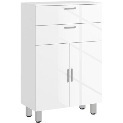 Meuble de salle de bain - kleankin - 2 tiroirs placard à double porte et étagères réglables - 60 x 30 x 93 cm - blanc brillant Blanc - Publicité Meuble de salle de bain - kleankin - 2 tiroirs placard à double porte et étagères réglables - 60 x 30 x 93 cm - blanc brillant Blanc - Publicité
