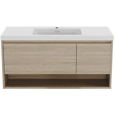 VENTE-UNIQUE Meuble de salle de bain suspendu simple vasque coloris naturel clair - 120 cm - PUJUKA Beige - Publicité VENTE-UNIQUE Meuble de salle de bain suspendu simple vasque coloris naturel clair - 120 cm - PUJUKA Beige - Publicité