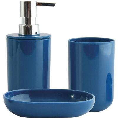 Lot de 3 accessoires de salle de bain INAGUA Bleu Marine MSV - Publicité Lot de 3 accessoires de salle de bain INAGUA Bleu Marine MSV - Publicité