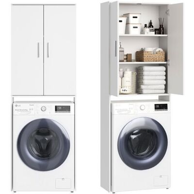 HOME COLLECTIVE Meuble pour machine à laver - 65x30x187 cm - Armoire pour lave-linge - Meuble rangement salle de bain buanderie - Blanc Blanc - Publicité HOME COLLECTIVE Meuble pour machine à laver - 65x30x187 cm - Armoire pour lave-linge - Meuble rangement salle de bain buanderie - Blanc Blanc - Publicité