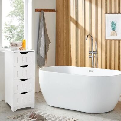 Meuble de salle de bain - HOMEWELL - YIPEEMA - 4 tiroirs - Blanc - Gain de place Blanc - Publicité Meuble de salle de bain - HOMEWELL - YIPEEMA - 4 tiroirs - Blanc - Gain de place Blanc - Publicité