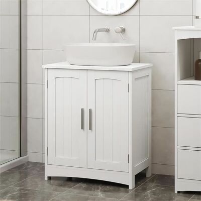 EUGAD Meuble sous Lavabo Meuble Salle de Bain Vasque Placard avec 2 Portes Étagère Réglable 50x30x60cm Blanc E0IG1020 Blanc - Publicité EUGAD Meuble sous Lavabo Meuble Salle de Bain Vasque Placard avec 2 Portes Étagère Réglable 50x30x60cm Blanc E0IG1020 Blanc - Publicité