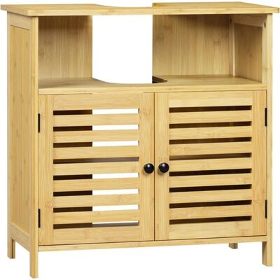 Meuble sous Lavabo - EUGAD Meuble Salle de Bain en Bambou - 60x30x60cm - Étagère Réglable Jaune - Publicité Meuble sous Lavabo - EUGAD Meuble Salle de Bain en Bambou - 60x30x60cm - Étagère Réglable Jaune - Publicité
