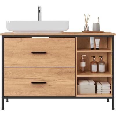 Meuble sous Lavabo - EUGAD Placard WC de Rangement - Métal et Bois - 90x30x60cm - Chêne Clair+Noir Marron - Publicité Meuble sous Lavabo - EUGAD Placard WC de Rangement - Métal et Bois - 90x30x60cm - Chêne Clair+Noir Marron - Publicité