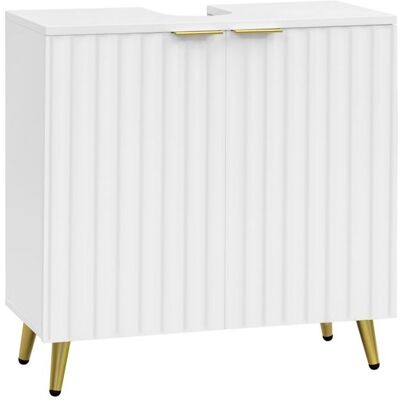 EUGAD Meuble sous Lavabo - Meuble de Salle de Bain sous Évier - 60x30x62cm - Blanc+Doré Blanc - Publicité EUGAD Meuble sous Lavabo - Meuble de Salle de Bain sous Évier - 60x30x62cm - Blanc+Doré Blanc - Publicité