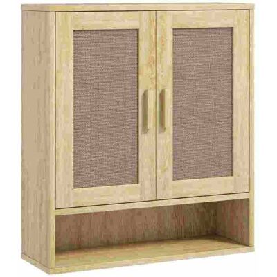 Meuble mural salle de bain - HOMCOM - étagère réglable double porte et étagère ouverte - 59 x 20 x 66 5 cm - effet bois de chêne Beige - Publicité Meuble mural salle de bain - HOMCOM - étagère réglable double porte et étagère ouverte - 59 x 20 x 66 5 cm - effet bois de chêne Beige - Publicité