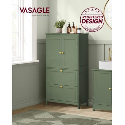 VASAGLE Armoire de Salle de Bain - MDF - Vert Forêt - 2 Portes - 2 Tiroirs - Étagères Réglables Vert - Publicité VASAGLE Armoire de Salle de Bain - MDF - Vert Forêt - 2 Portes - 2 Tiroirs - Étagères Réglables Vert - Publicité