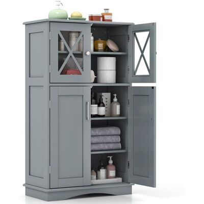 GIANTEX Meuble/Colonne Salle de Bain- 4 Portes et 5 Niveaux dÉtages- 3 Étagères Réglables- Armoire Haute-pour CuisineSalon-Gris Gris - Publicité GIANTEX Meuble/Colonne Salle de Bain- 4 Portes et 5 Niveaux dÉtages- 3 Étagères Réglables- Armoire Haute-pour CuisineSalon-Gris Gris - Publicité