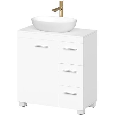 VASAGLE Armoire de Salle de Bain Meuble Sous Lavabo avec Pieds 2 Compartiments et 3 Tiroirs Blanc Blanc - Publicité VASAGLE Armoire de Salle de Bain Meuble Sous Lavabo avec Pieds 2 Compartiments et 3 Tiroirs Blanc Blanc - Publicité