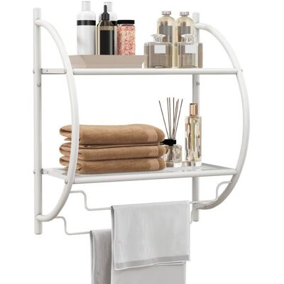 COSTWAY Etagère Murale de Salle de Bain avec 2 Tablettes de Conception Creuse et 2 Porte-Serviettes pour ToilettesWC Blanc Blanc - Publicité COSTWAY Etagère Murale de Salle de Bain avec 2 Tablettes de Conception Creuse et 2 Porte-Serviettes pour ToilettesWC Blanc Blanc - Publicité