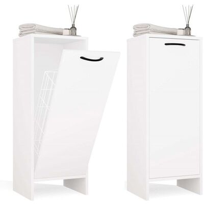 CDF NINA - Armoire de salle de bain avec panier à linge - Blanc Blanc - Publicité CDF NINA - Armoire de salle de bain avec panier à linge - Blanc Blanc - Publicité