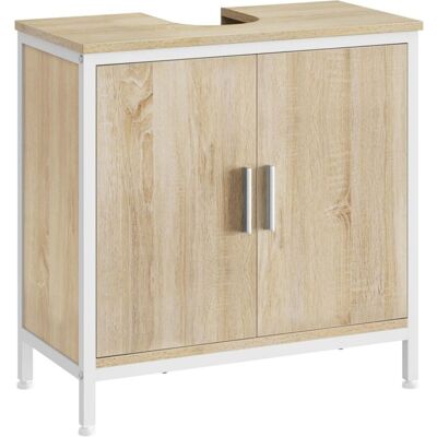 Meuble sous Lavabo - EUGAD Armoire sous Évier - Cadre en Métal - 60x30x60cm - Blanc+Chêne Clair Blanc - Publicité Meuble sous Lavabo - EUGAD Armoire sous Évier - Cadre en Métal - 60x30x60cm - Blanc+Chêne Clair Blanc - Publicité