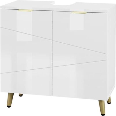EUGAD Meuble sous Lavabo Meuble Salle de Bain Vasque Armoire avec Étagère réglable et Portes 60x30x60cm Blanc Brillant E0IG1017 Blanc - Publicité EUGAD Meuble sous Lavabo Meuble Salle de Bain Vasque Armoire avec Étagère réglable et Portes 60x30x60cm Blanc Brillant E0IG1017 Blanc - Publicité