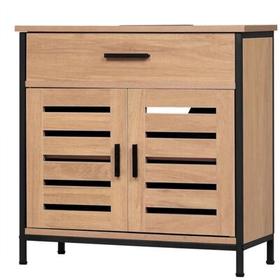 Meuble sous Lavabo en MDF - EUGAD Meuble sous Vasque - Grand Tiroir - 2 Portes - 60x30x60cm - Chêne Clair Marron - Publicité Meuble sous Lavabo en MDF - EUGAD Meuble sous Vasque - Grand Tiroir - 2 Portes - 60x30x60cm - Chêne Clair Marron - Publicité