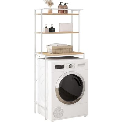 Meuble Étagère Salle de Bain EUGAD - Meuble Machine à Laver - 67x40x162cm - Chêne Clair+Blanc E0IG1029 Blanc - Publicité Meuble Étagère Salle de Bain EUGAD - Meuble Machine à Laver - 67x40x162cm - Chêne Clair+Blanc E0IG1029 Blanc - Publicité