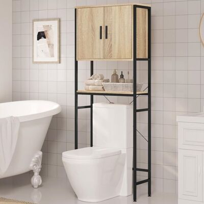 Meuble WC EUGAD - Meuble Dessus Machine à Laver - Style Industriel - 645x27x170cm - Noir+Chêne Clair Jaune - Publicité Meuble WC EUGAD - Meuble Dessus Machine à Laver - Style Industriel - 645x27x170cm - Noir+Chêne Clair Jaune - Publicité