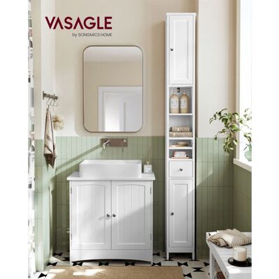 VASAGLE Armoire de Salle de Bain Haute avec Étagères Réglables Tiroir Compartiments Ouverts pour les Petits Espaces Blanc Nuage Blanc - Publicité VASAGLE Armoire de Salle de Bain Haute avec Étagères Réglables Tiroir Compartiments Ouverts pour les Petits Espaces Blanc Nuage Blanc - Publicité