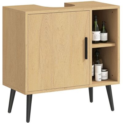 Meuble sous lavabo salle de bain - HOMCOM - porte à fermeture progressive et étagère réglable - 60 x 30 x 59 5 cm - chêne Marron - Publicité Meuble sous lavabo salle de bain - HOMCOM - porte à fermeture progressive et étagère réglable - 60 x 30 x 59 5 cm - chêne Marron - Publicité
