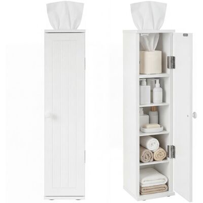 Armoire de Rangement GIANTEX Meuble Salle de Bain avec 5 Compartiments et 4 Étagères Amovibles Sortie sur Dessus Buanderie Blanc - Publicité Armoire de Rangement GIANTEX Meuble Salle de Bain avec 5 Compartiments et 4 Étagères Amovibles Sortie sur Dessus Buanderie Blanc - Publicité