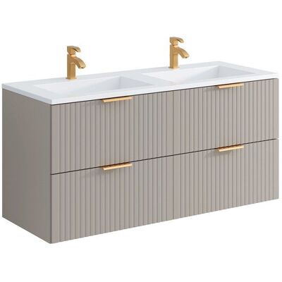 VENTE-UNIQUE Meuble de salle de bain suspendu strié avec vasque à encastrer - Beige - 120 cm - ZEVARA Beige - Publicité VENTE-UNIQUE Meuble de salle de bain suspendu strié avec vasque à encastrer - Beige - 120 cm - ZEVARA Beige - Publicité