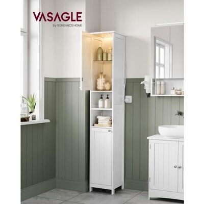 VASAGLE Armoire de Salle de Bain Haute avec Éclairage avec Étagères Réglables Compartiments Ouverts Moderne Blanc Nuage Blanc - Publicité VASAGLE Armoire de Salle de Bain Haute avec Éclairage avec Étagères Réglables Compartiments Ouverts Moderne Blanc Nuage Blanc - Publicité