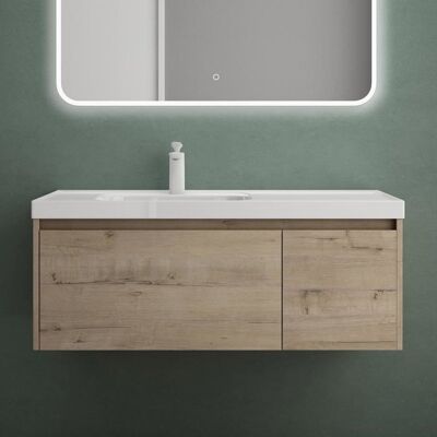 Mai & Mai® Meuble de Salle de Bain Chêne Blanc Clair avec Lavabo Meuble sous Vasque 100x50x40cm Meuble Suspendu avec Tiroir Salerno Blanc - Publicité Mai & Mai® Meuble de Salle de Bain Chêne Blanc Clair avec Lavabo Meuble sous Vasque 100x50x40cm Meuble Suspendu avec Tiroir Salerno Blanc - Publicité