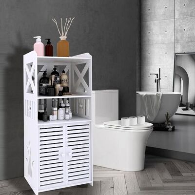 HOMEWELL YIYI. ARMOIRE DE SALLE DE BAIN DOUBLE PORTE EN PVC RÉSISTANT À LHUMIDITÉ - 3 COUCHES - BLANC - 40*25*90CM. Blanc - Publicité HOMEWELL YIYI. ARMOIRE DE SALLE DE BAIN DOUBLE PORTE EN PVC RÉSISTANT À LHUMIDITÉ - 3 COUCHES - BLANC - 40*25*90CM. Blanc - Publicité