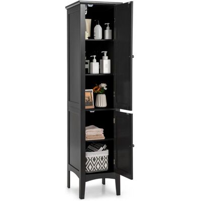 GOPLUS Armoire Haute de Salle de Bain Meuble de Rangement Étroit avec 2 Portes 5 Étagères Anti-basculement 38x38x160 cm Noir Noir - Publicité GOPLUS Armoire Haute de Salle de Bain Meuble de Rangement Étroit avec 2 Portes 5 Étagères Anti-basculement 38x38x160 cm Noir Noir - Publicité