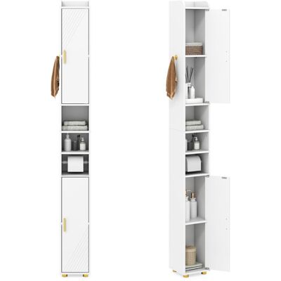 GIANTEX Colonne de Salle de Bain Étroit-Étagères Réglables-2 Compartiments Ouvertes-2 Portes-Porte-Serviettes-20x20x179cm-Blanc Blanc - Publicité GIANTEX Colonne de Salle de Bain Étroit-Étagères Réglables-2 Compartiments Ouvertes-2 Portes-Porte-Serviettes-20x20x179cm-Blanc Blanc - Publicité