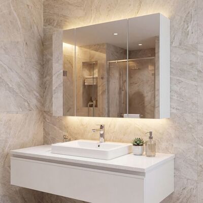 VASAGLE Meuble haut de salle de bain avec 3 portes miroirs et étagères réglables 60 x 15 x 55 cm blanc Blanc - Publicité VASAGLE Meuble haut de salle de bain avec 3 portes miroirs et étagères réglables 60 x 15 x 55 cm blanc Blanc - Publicité