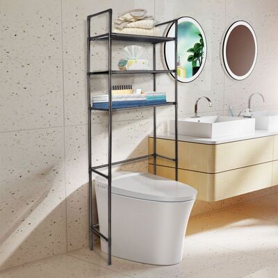 HOMEWELL YIPEEMA. Étagère de rangement pour toilettes de salle de bain étagère en métal noir 70*26*150 cm. Noir - Publicité HOMEWELL YIPEEMA. Étagère de rangement pour toilettes de salle de bain étagère en métal noir 70*26*150 cm. Noir - Publicité