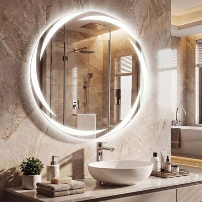 COSTWAY Miroir LED Salle de Bain Rond 70 x 70 cm - 3 Couleurs de Lumière Fonction Anti-Buée Fonction Mémoire pour Salle de Bain - Publicité COSTWAY Miroir LED Salle de Bain Rond 70 x 70 cm - 3 Couleurs de Lumière Fonction Anti-Buée Fonction Mémoire pour Salle de Bain - Publicité