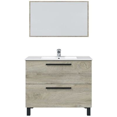 PEGANE Meuble salle de bain sous vasque avec 2 Tiroirs + 1 Miroir coloris Alaska chêne - Longueur 80 x Profondeur 45 x Hauteur 86 cm Beige - Publicité PEGANE Meuble salle de bain sous vasque avec 2 Tiroirs + 1 Miroir coloris Alaska chêne - Longueur 80 x Profondeur 45 x Hauteur 86 cm Beige - Publicité