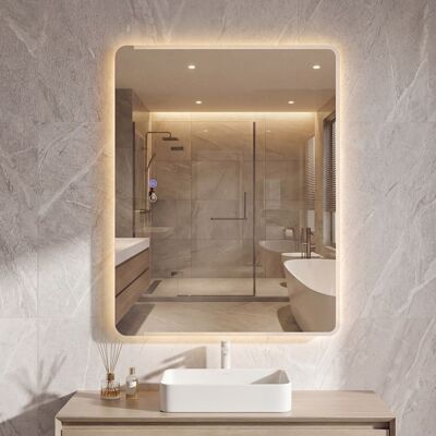 COSTWAY Miroir LED Salle de Bain 80 x 60 cm - 3 Températures de Couleur Anti-Buée Dimmable Fonction Mémoire pour Salle de Bain - Publicité COSTWAY Miroir LED Salle de Bain 80 x 60 cm - 3 Températures de Couleur Anti-Buée Dimmable Fonction Mémoire pour Salle de Bain - Publicité