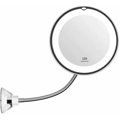 SANS MARQUE Miroir grossissant 10x avec éclairage LED miroir de salle de bain avec ventouse puissante Rotation à 360 degrés Blanc - Publicité SANS MARQUE Miroir grossissant 10x avec éclairage LED miroir de salle de bain avec ventouse puissante Rotation à 360 degrés Blanc - Publicité