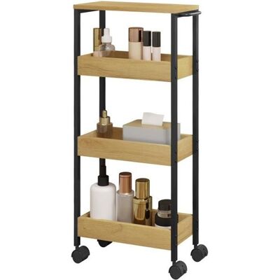 EUGAD Desserte à roulettes Étagère sur roulettes pour Salle de Bain Cuisine avec 2 Freins 40x15x82cm Chêne Clair E0IG1023 Marron - Publicité EUGAD Desserte à roulettes Étagère sur roulettes pour Salle de Bain Cuisine avec 2 Freins 40x15x82cm Chêne Clair E0IG1023 Marron - Publicité